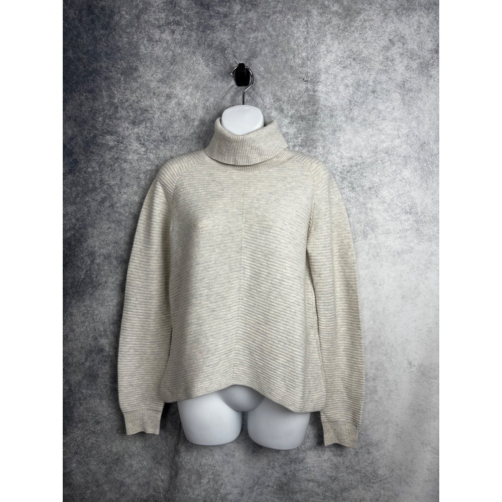 KUHL Women's Solace Sweater Wool Blend Ribbed Cowl Neck in Natural Size Small - Picture 2 of 10